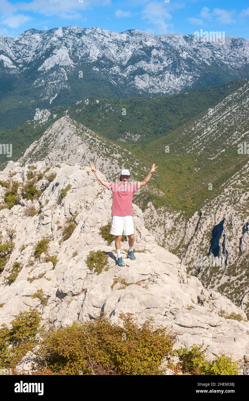 Velika Paklenica - Manita Pec - Vidakov Kuk Trail, Nationalpark Paklenica, Starigrad, Kroatien Stockfoto