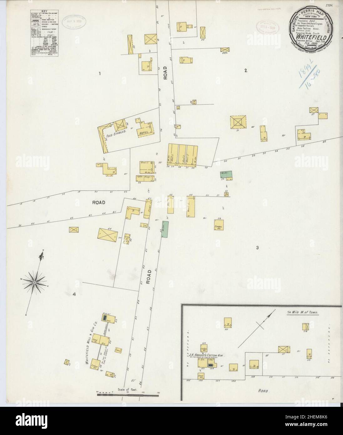 Sanborn Fire Insurance Map aus Whitefield, Haskell County, Oklahoma. Stockfoto