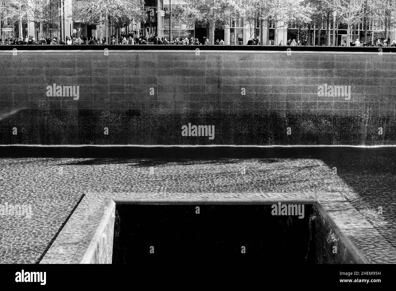 9/11 World Trade Center Memorial in Lower Manhattan während der COVID-19 Pandemie. Stockfoto