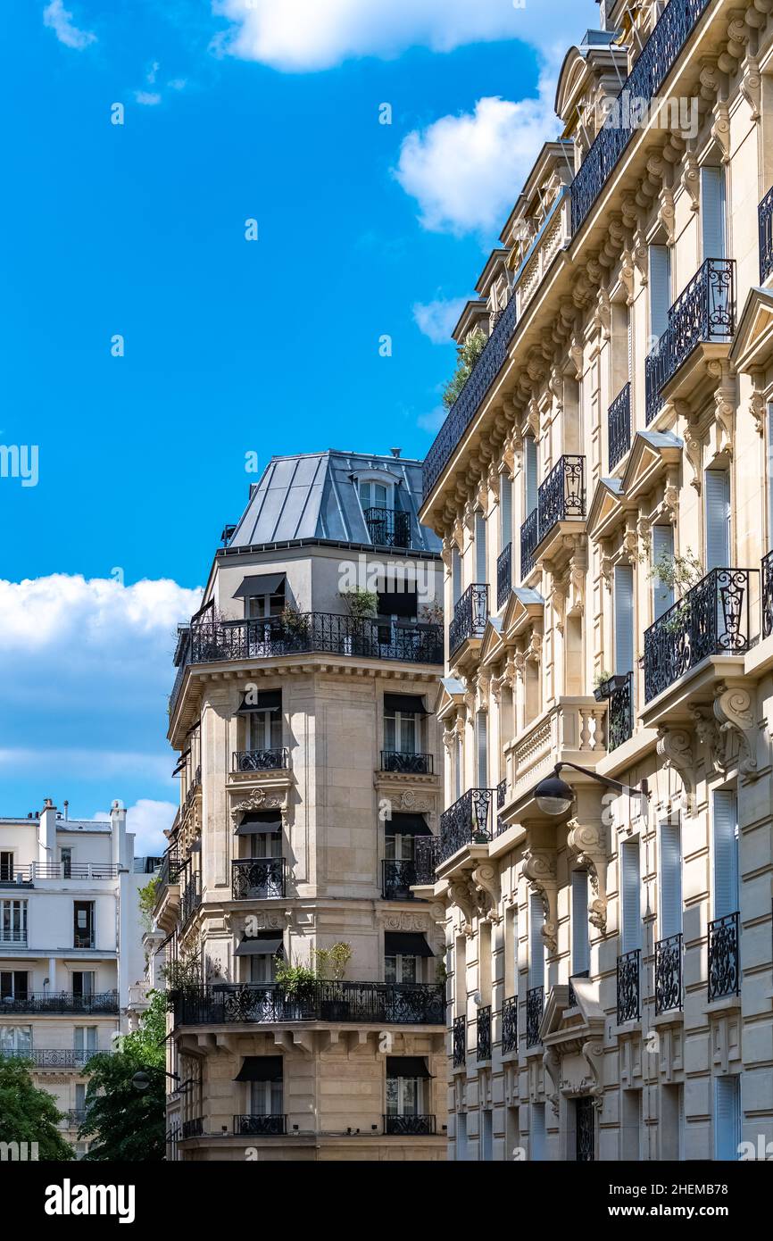 Paris, schönes Gebäude im 16. Arrondissement, Avenue Foch, ein gehobenes Viertel Stockfoto