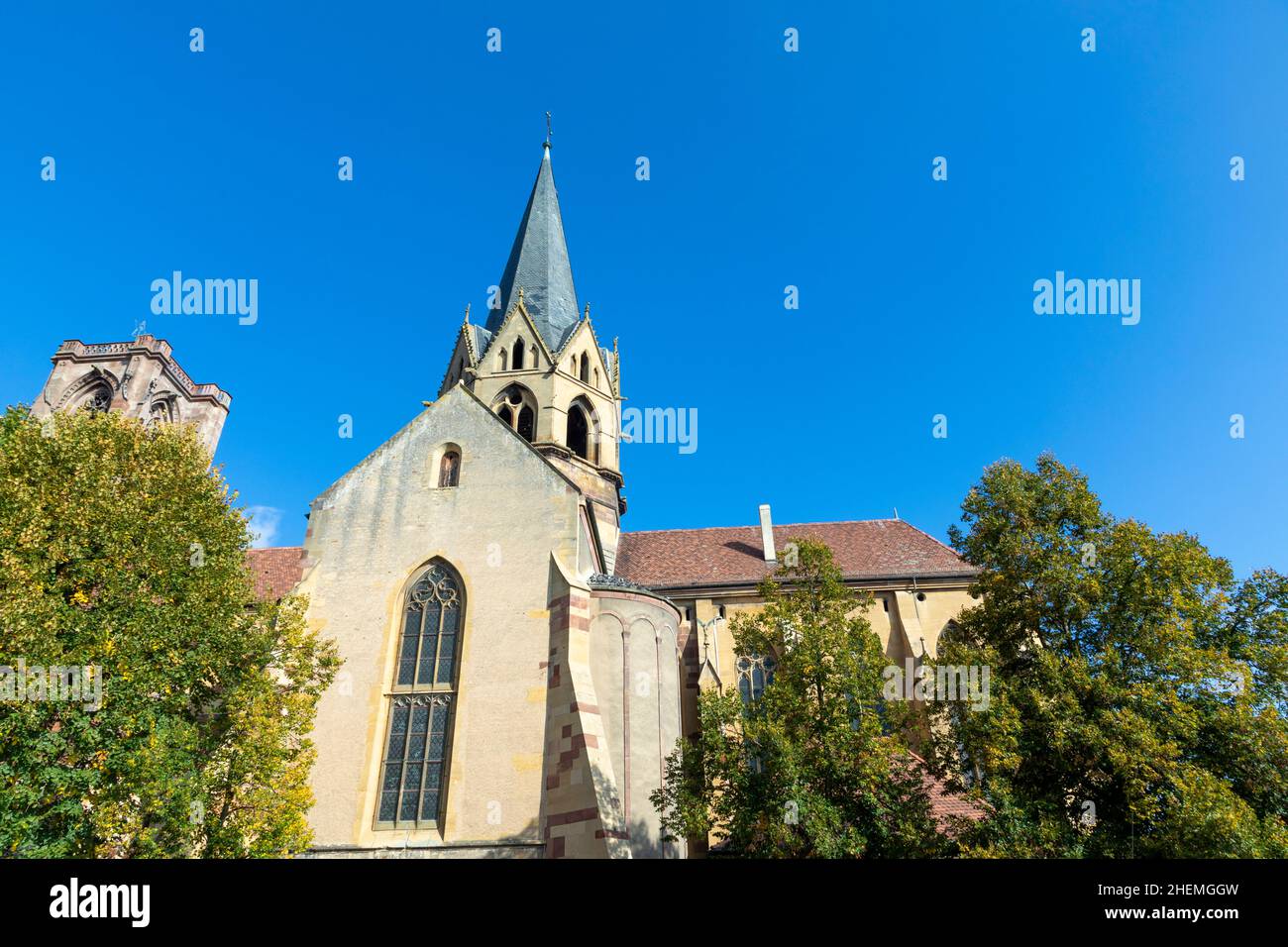 kirche des heiligen Arbogast, unserer Lieben Frau von der Himmelfahrt in Rouffach, Elsass, Frankreich Stockfoto