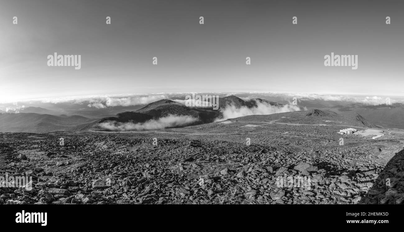 Panoramablick vom Gipfel des Mount Washington, New Hampshire, USA. Stockfoto