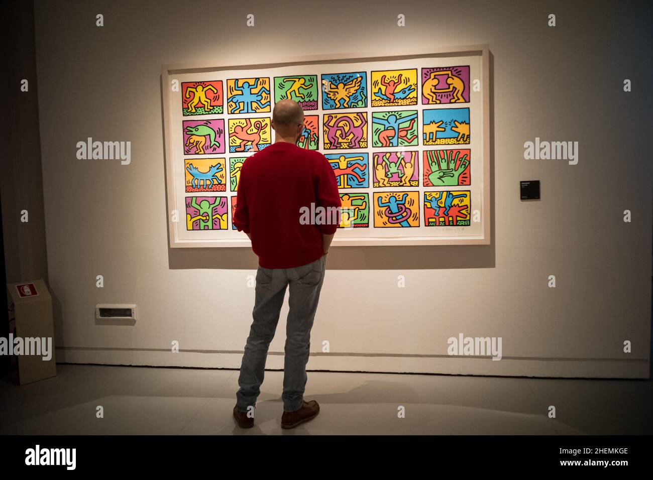 Bilder der Ausstellung über die Keith Haring Kunst in Pisa, Italien Stockfoto