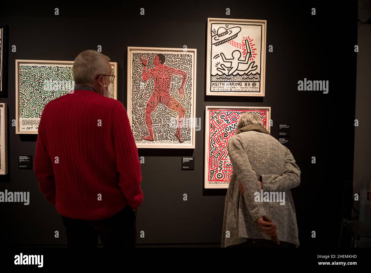 Bilder der Ausstellung über die Keith Haring Kunst in Pisa, Italien Stockfoto