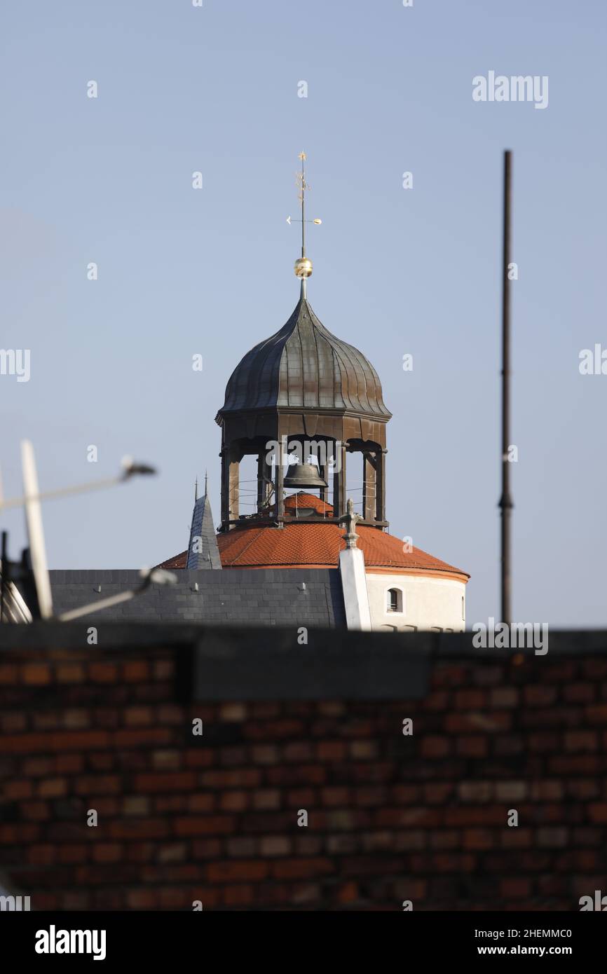 Blick auf die Turmhaube des dicker Turm auch Frauenturm in Görlitz Stockfoto