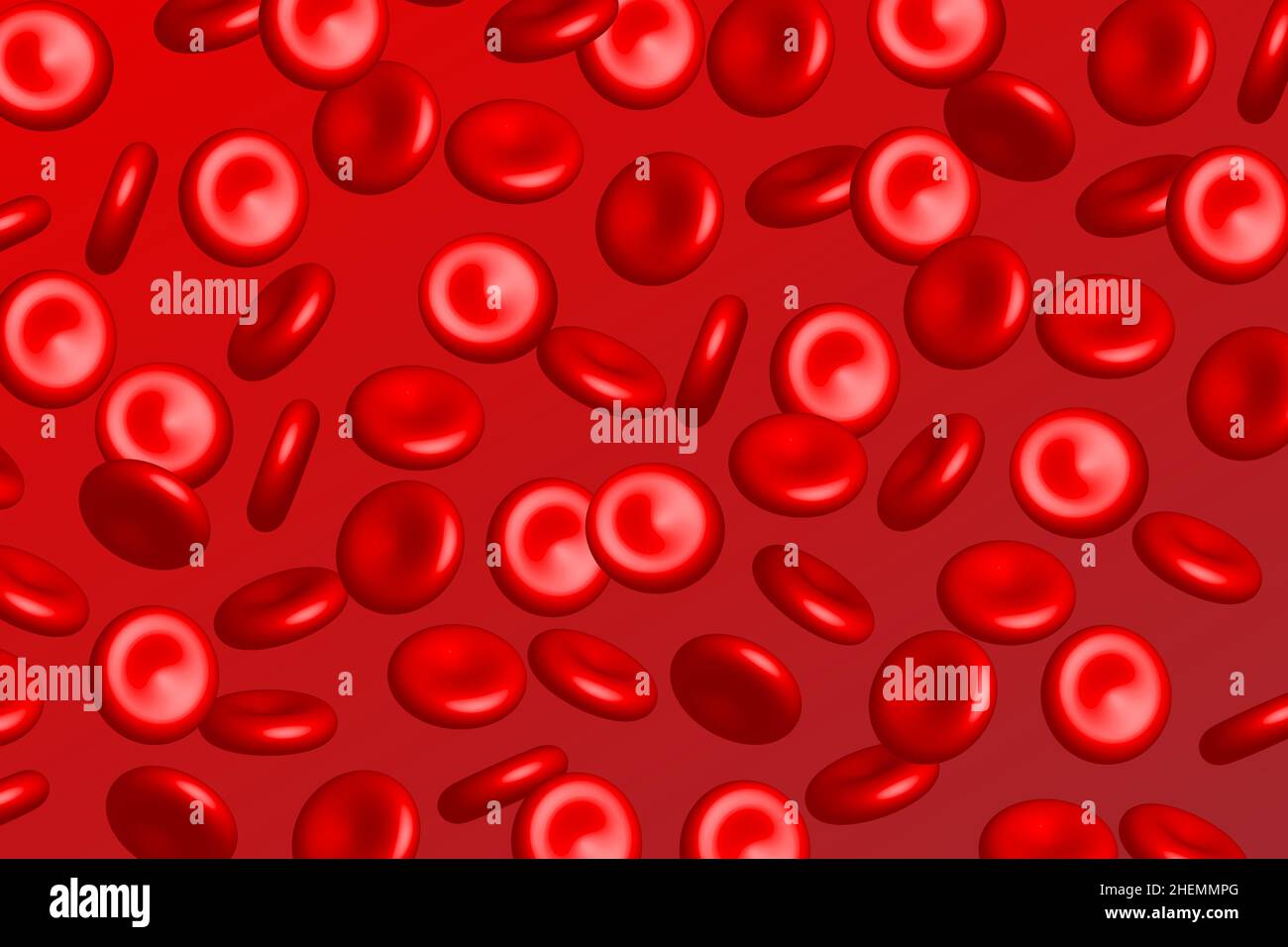 3D streamende Blutzellen auf rotem Hintergrund. Vektorgrafik. Gesundheitskonzept Stock Vektor