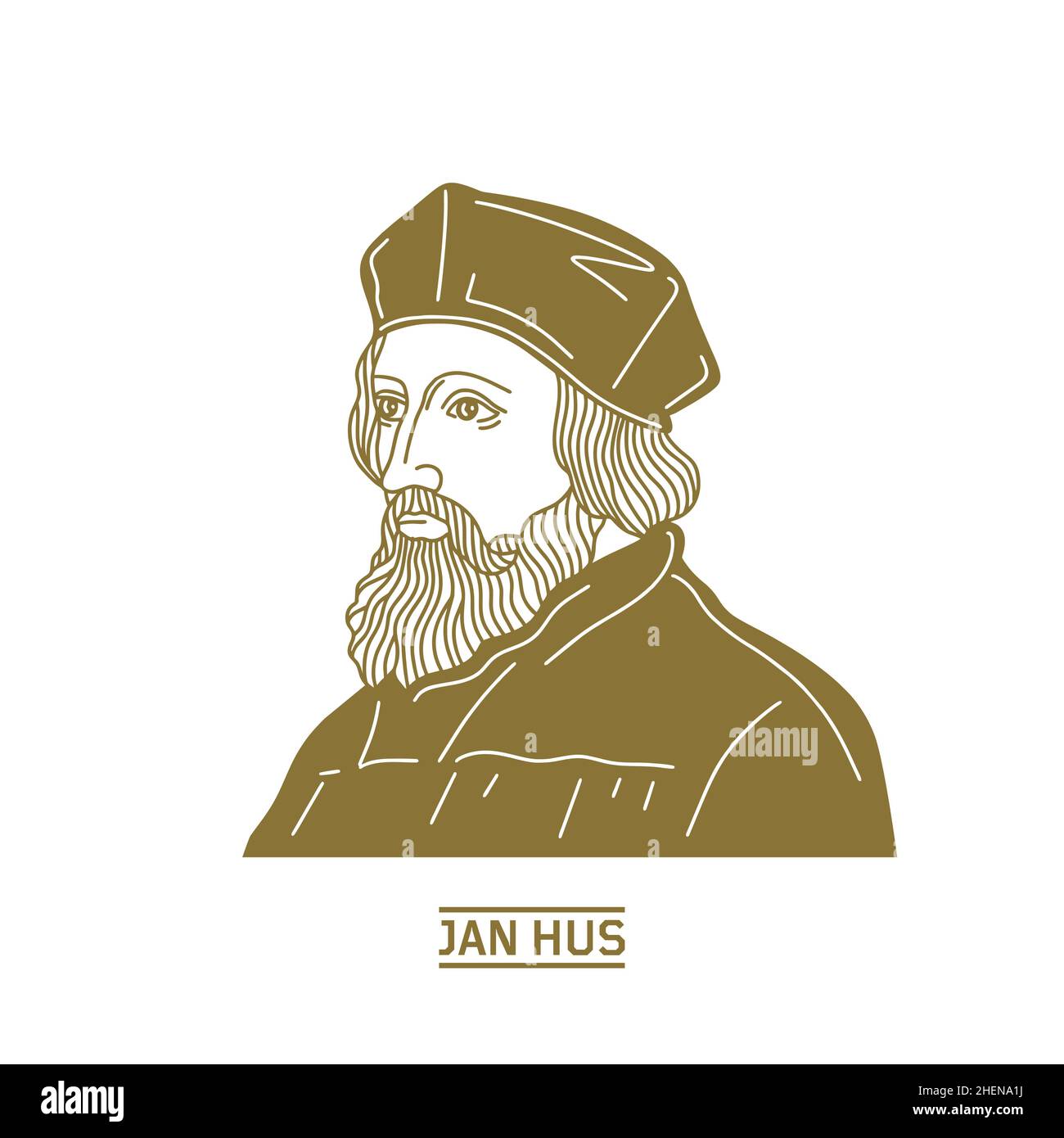 Jan Hus (1369-1415) war ein tschechischer Theologe, katholischer Priester, Philosoph, Meister, Dekan, Und Rektor der Karlsuniversität in Prag, wurde ein ch Stock Vektor