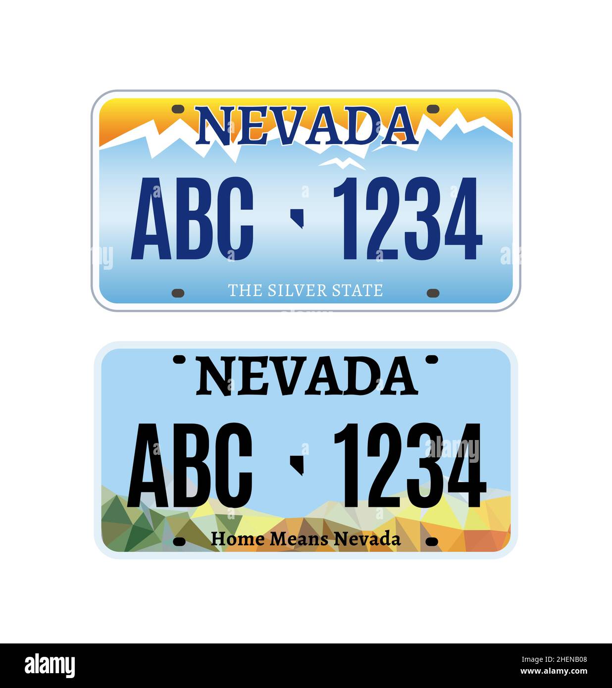 American Nevada Kfz-Kennzeichen Vektor-Registrierung. Kfz-Führerschein Fahrzeug nevada Staat Kennzeichen Design Stock Vektor