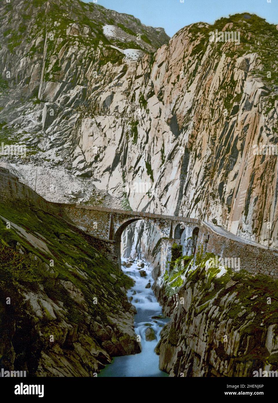 Teufelsebrücke 'Devil's Bridge', Andermatt, Uri, Schweiz. Stockfoto