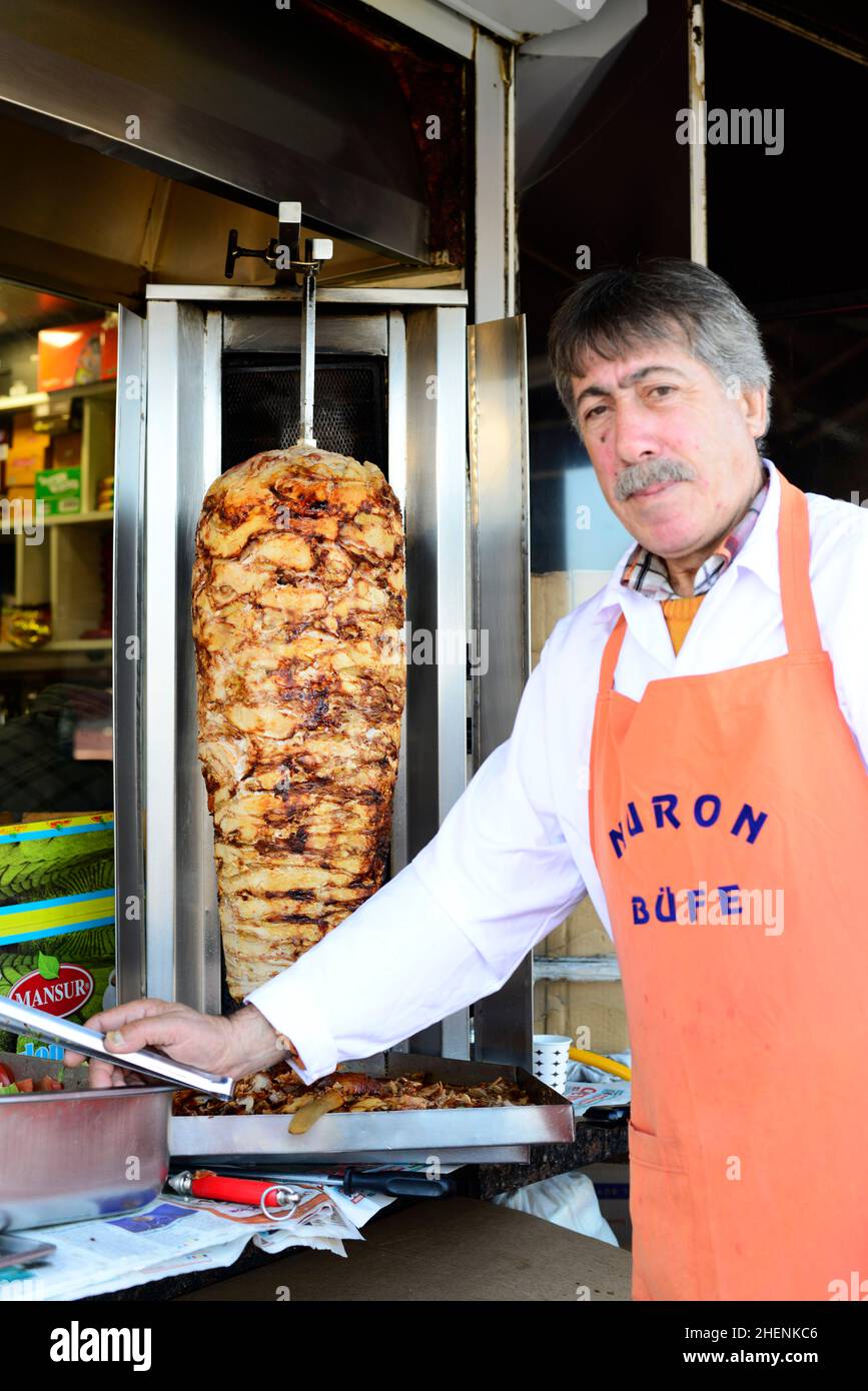 Döner Kebab Stand in Istanbul, Türkei. Stockfoto
