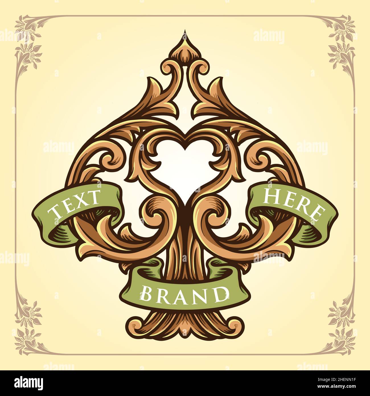 Spaten Karte Ornament Rahmen Banner Vektor-Illustrationen für Ihre Arbeit Logo, Maskottchen Merchandise T-Shirt, Aufkleber und Label-Designs, Poster Stock Vektor