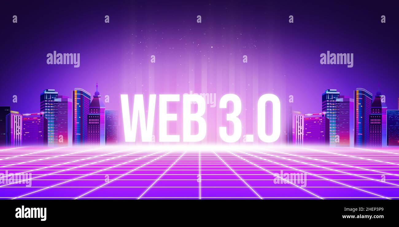 Futuristisches Web 3,0 Konzept Abstract Wissenschaftlicher Hintergrund mit neuem Technologiekonzept. Moderne Wissenschaft und Technologie im Hintergrund Stockfoto