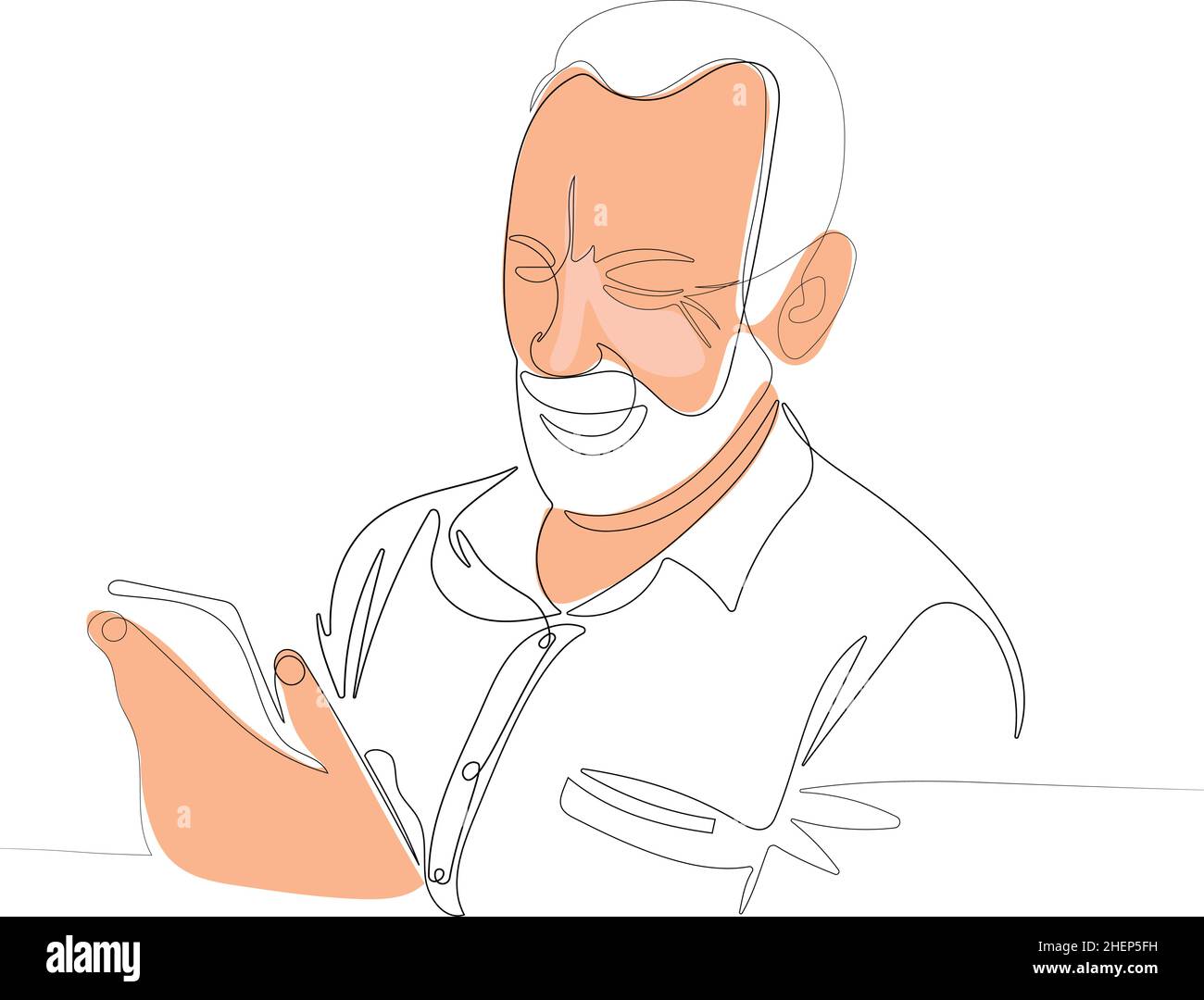 Lächelnder bärtiger Senior mit Smartphone Stock Vektor