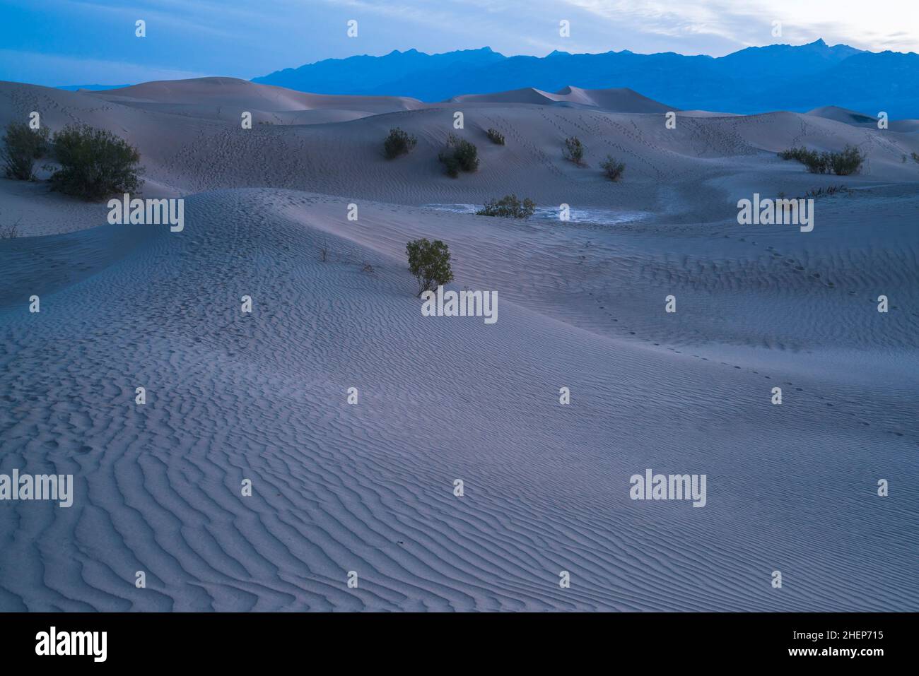 Schöne Landschaft von Mesquite Flat Sand Dunes. Death Valley National Park, Kalifornien, USA. Stockfoto