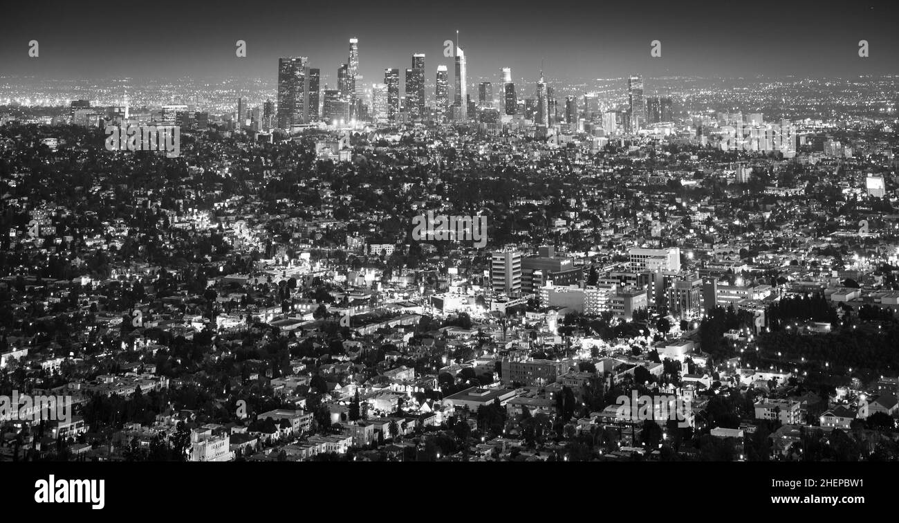 Wunderschöne Skyline von Los angeles bei Nacht, Los angeles, kalifornien, usa. Stockfoto