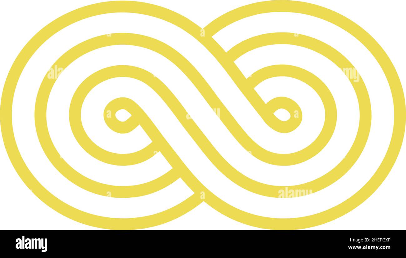 Loop-Bewegungszeichen. Logo „Unendlichkeit“. Gelbe Linie mobius Form Stock Vektor