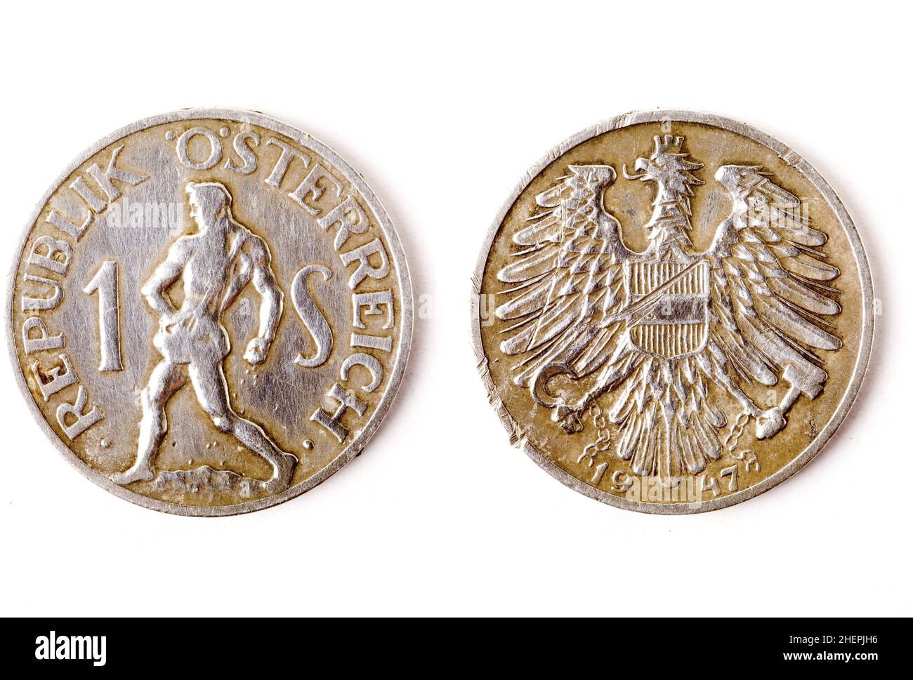 Historische Münze aus Österreich, 1 Schilling, Österreich Stockfoto