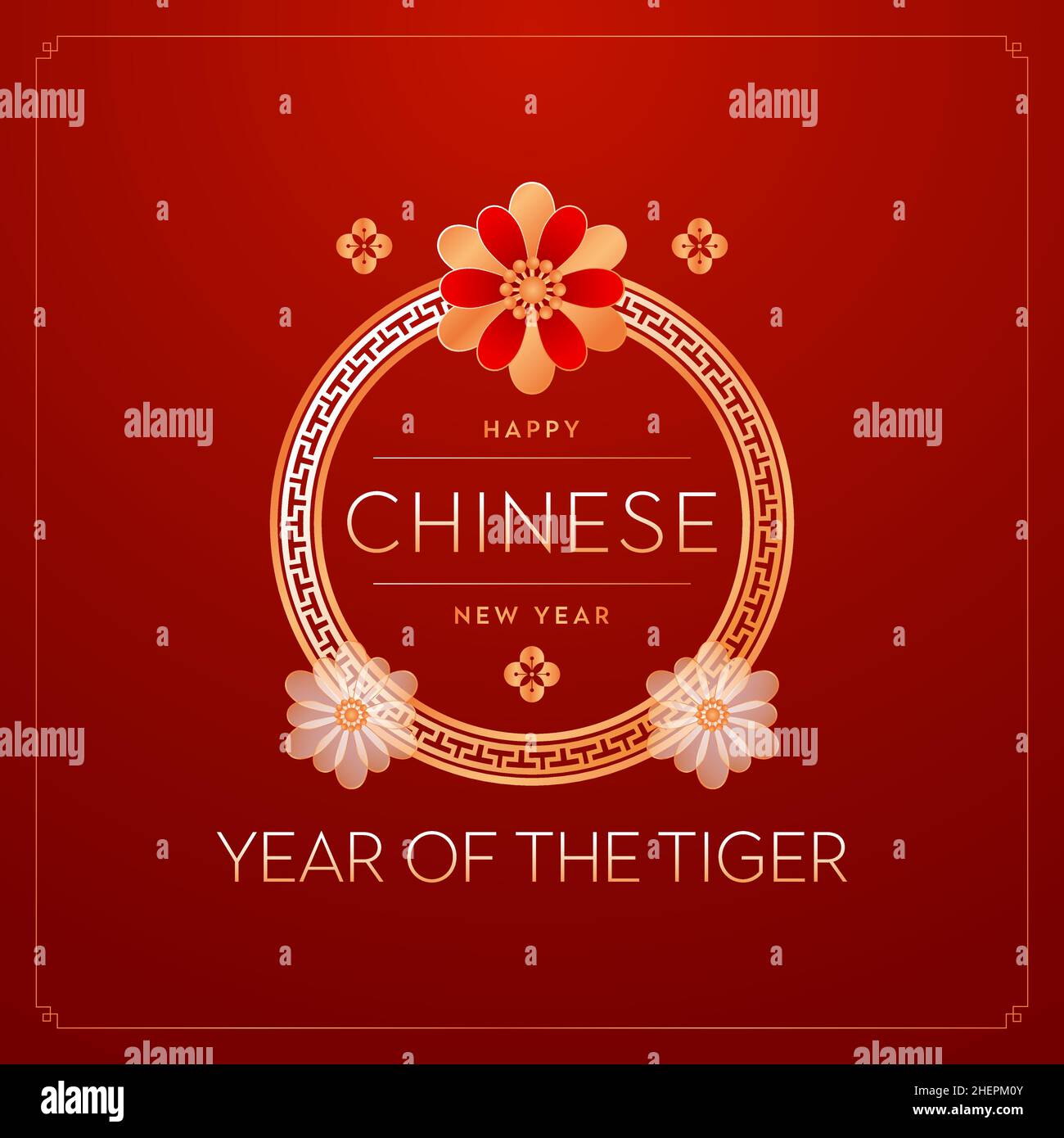Chinesisches Neujahr 2022. Jahr des Tigers. Glückliches Jahr des Tigers in China. Stock Vektor