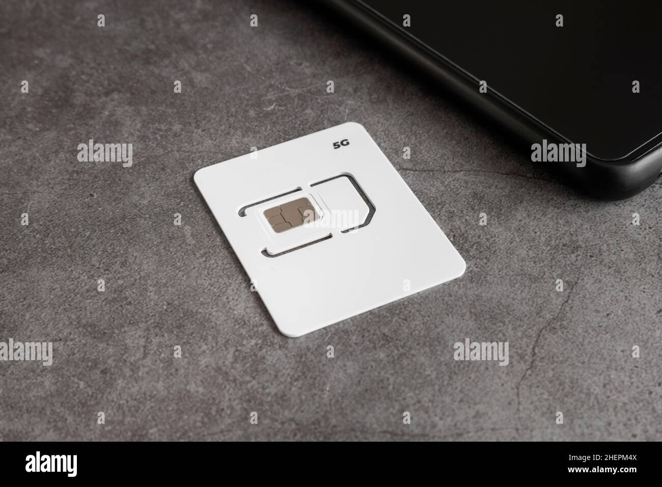 5G sim-Mobiltelefonkarte Stockfoto