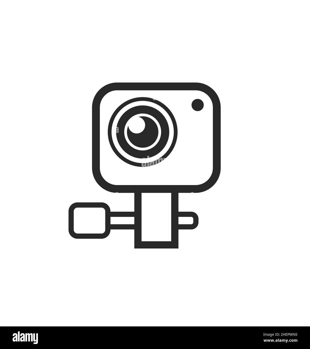 Einfache kleine Stil Action Sport hd High Definition-Videokamera Symbol Sport Umriss lineart Vektor isoliert auf weißem Hintergrund Stock Vektor