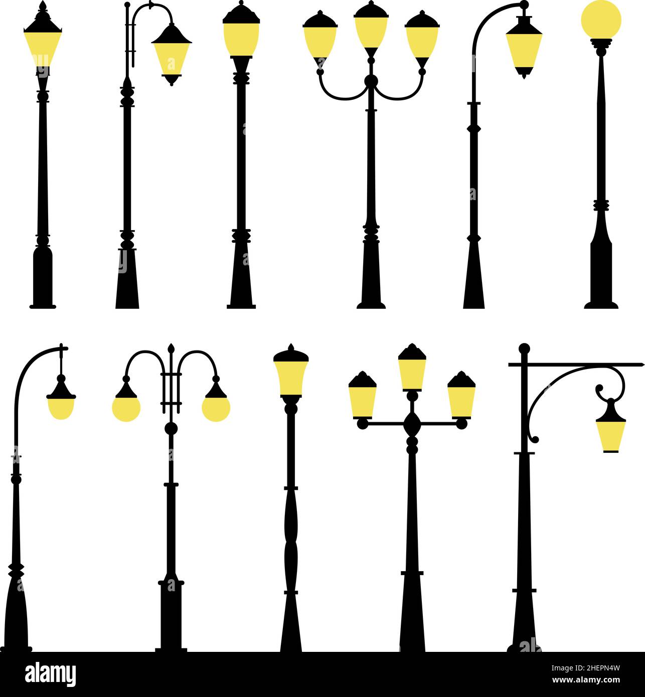 Satz Straßenlampen, Vektorgrafik Stock Vektor