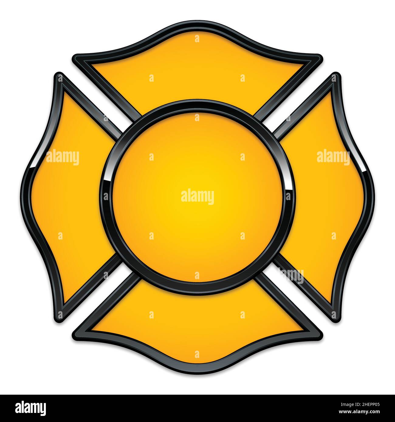 Leere Feuerwehr-Logo-Basis gelb mit schwarzem Chrom-Trimm-Vektor isoliert auf weißem Hintergrund Stock Vektor