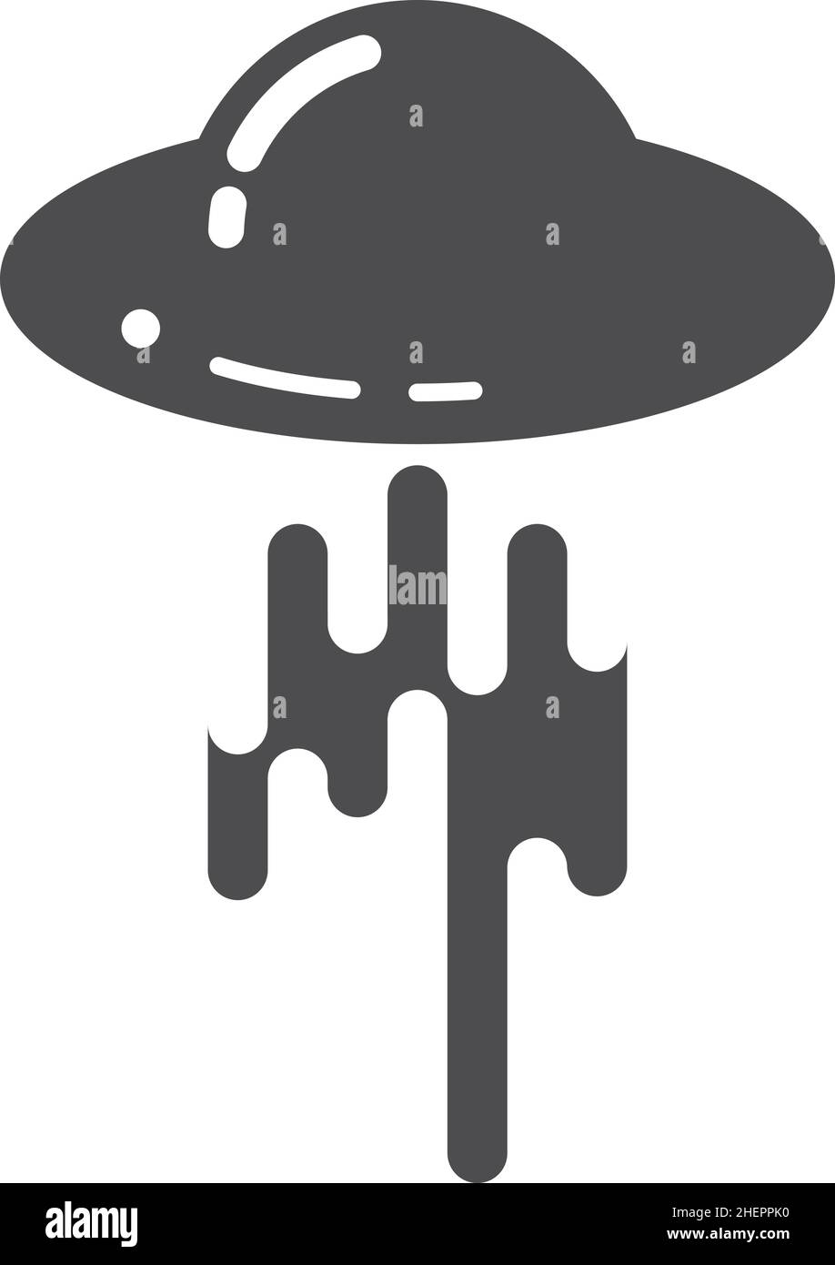 UFO-Symbol. Alien Raumschiff mit Strahlen der Entführung Stock Vektor