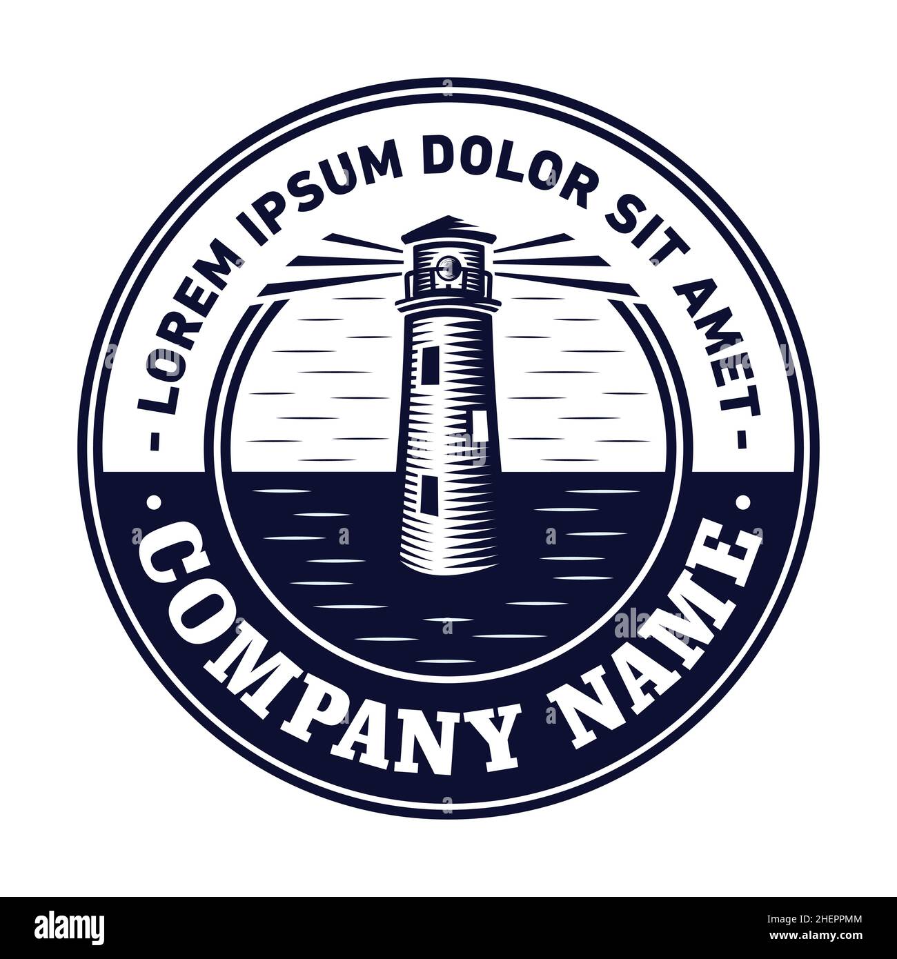 Leuchtturmlogo. Vektor und Illustration. Stock Vektor