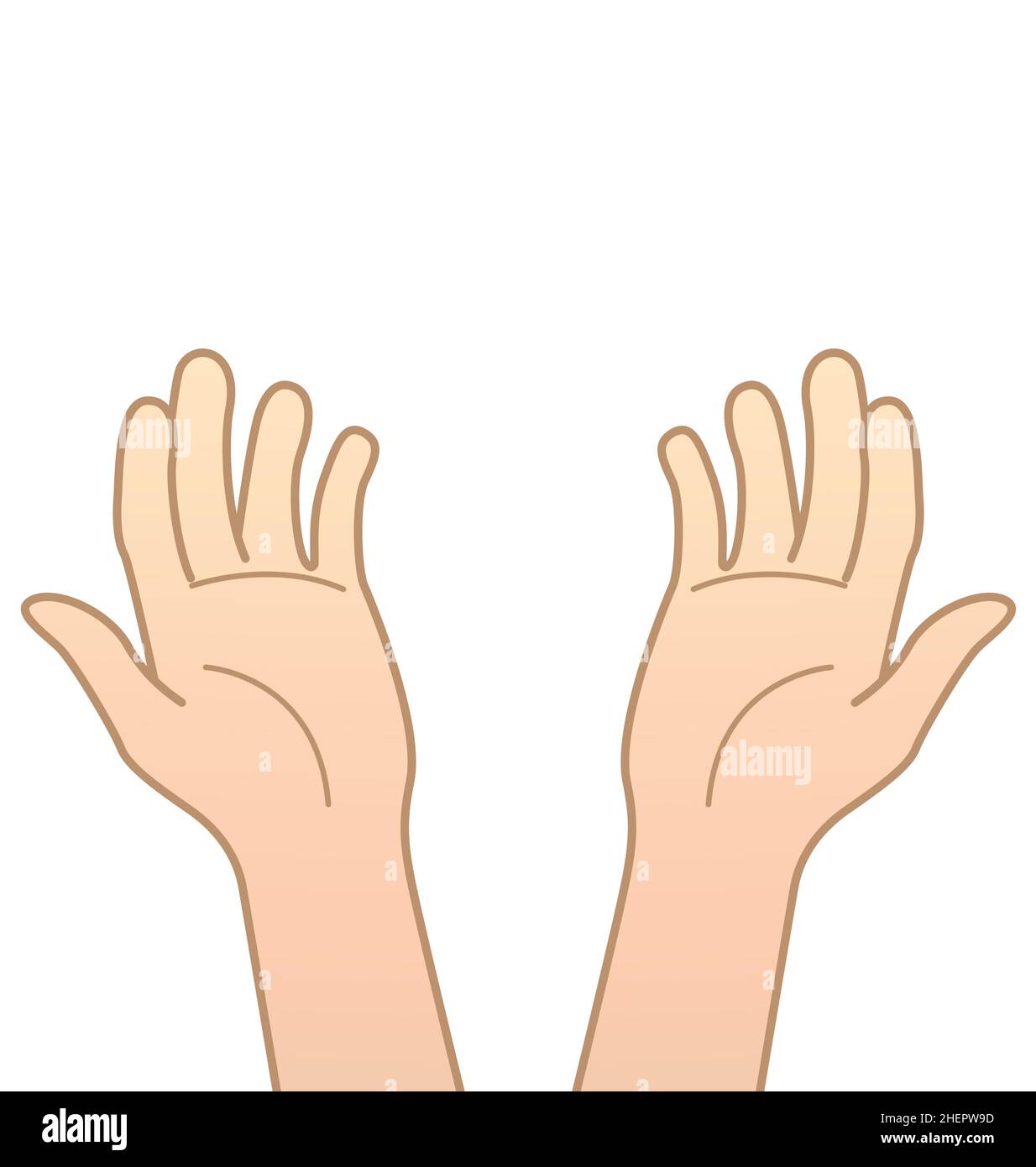 Einfache offene Hände kaukasischen weißen Fleisch Haut Ton Vektor isoliert auf weißem Hintergrund Stock Vektor