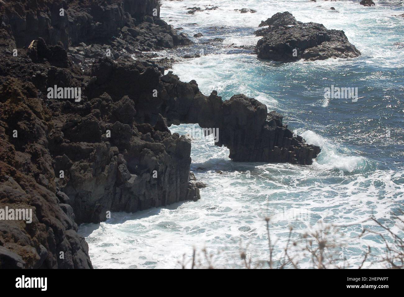 Vulkanlandschaft auf La Palma - Lavaströme ins Meer, La Palma, Kanarische Inseln, Spanien Stockfoto