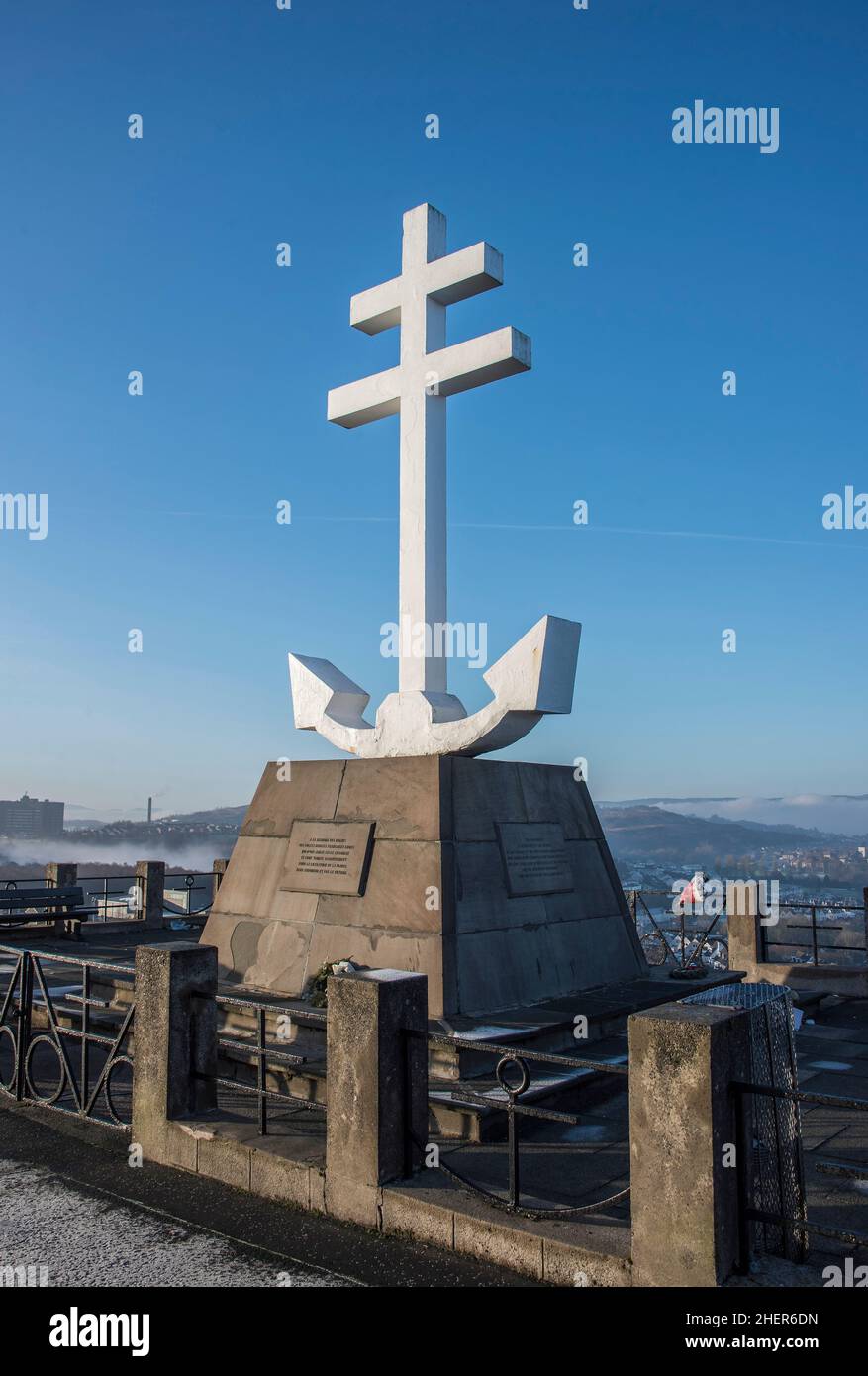 Kostenloses French Memorial Cross auf Lyle Hill Greenock Inverclyde Scotland Stockfoto