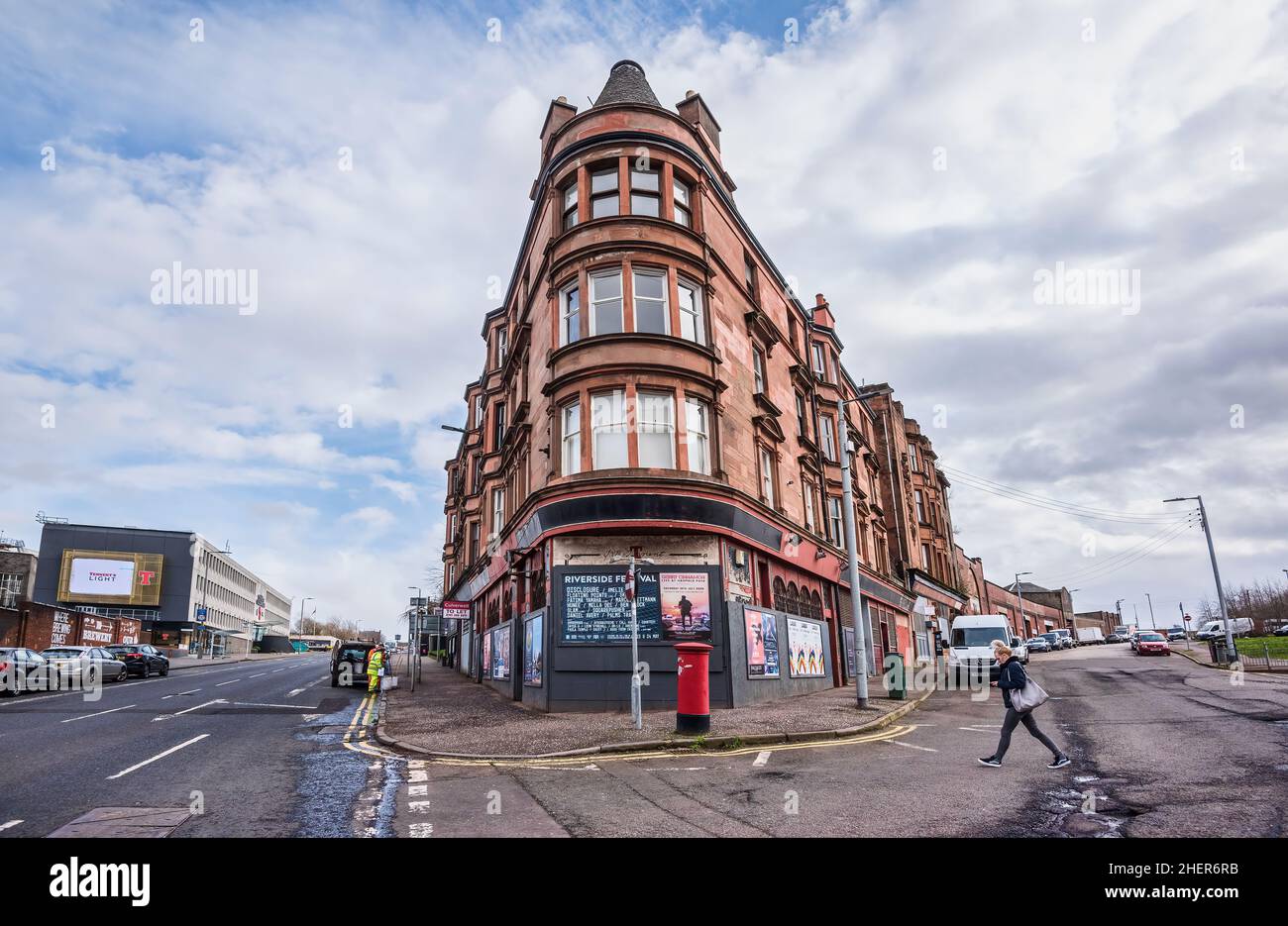Straßenkreuzung in Glasgow, Schottland Stockfoto