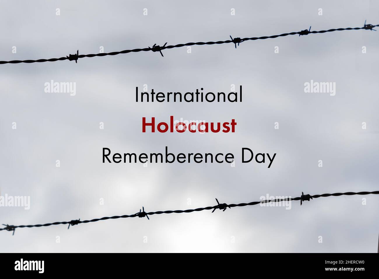 Illustration zum Internationalen Holocaust-Gedenktag auf schwarzem Hintergrund. Plakat Zum Holocaust-Gedenktag, Januar 27 Stockfoto