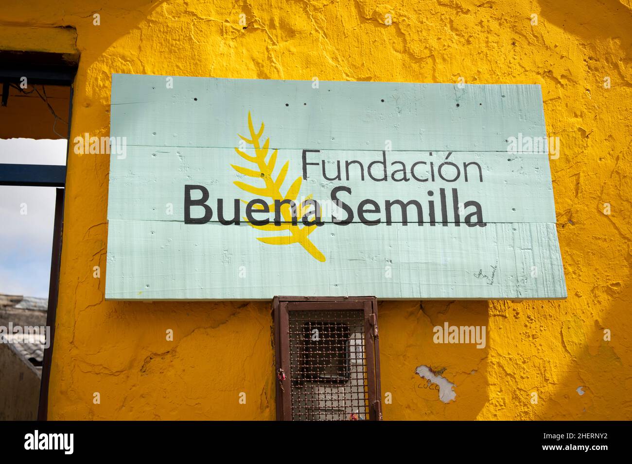 Fundación Buena Semilla Christian Non-Profit-Organisation Barrio Egipto Bogotá hilft gefährdeten Kindern, Jugendlichen, ehemaligen Gefangenen oder Gangstern. Stockfoto
