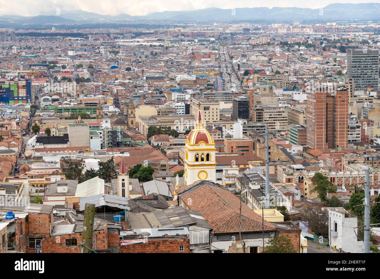 Stadtbild der La Candelaria, Zentrum von Bogota, der Hauptstadt von Kolumbien, Südamerika. Stockfoto