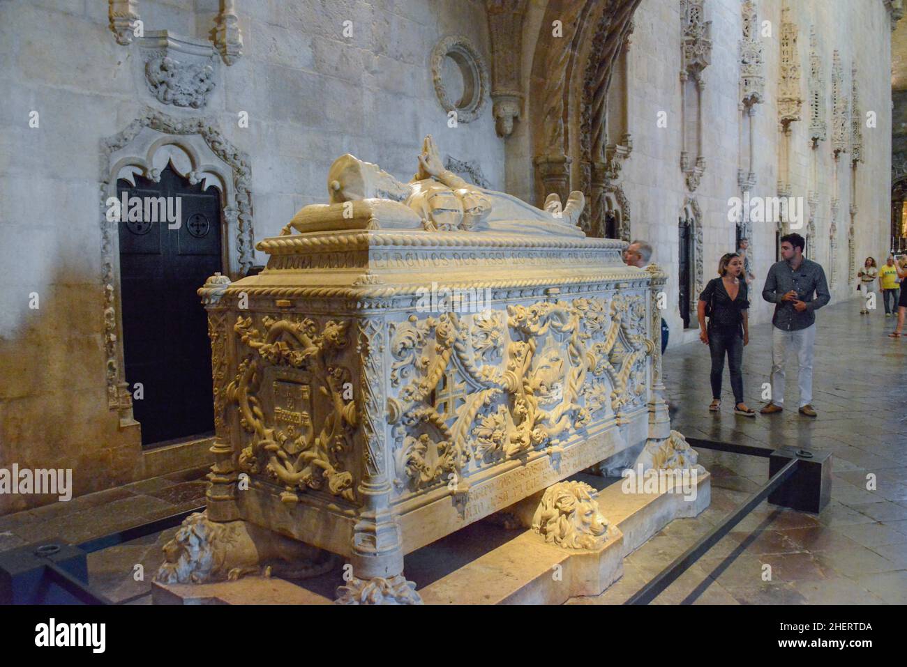 Grab von Vasco da Gama, Kirche Santa Maria de Belem, Kloster Mosteiro dos Jeronimos, Belem, Lissabon, Portugal Stockfoto