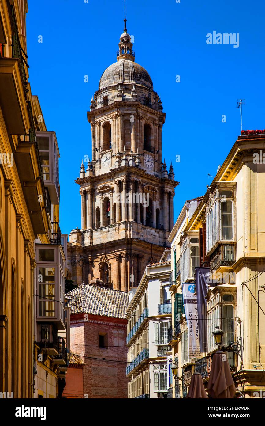 Kathedrale in der Mitte der Altstadt, Malaga, Malaga, Andalusien, Spanien Stockfoto