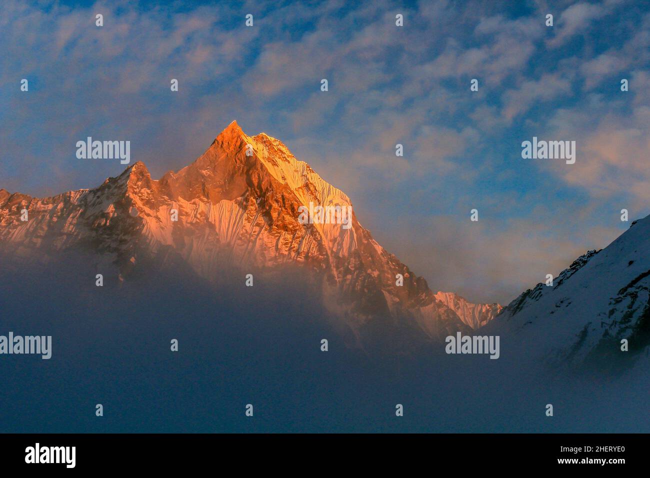 Sternenhimmel über Machhepuchare und Annapurna Base Camp - Nepal, Himalaya Stockfoto