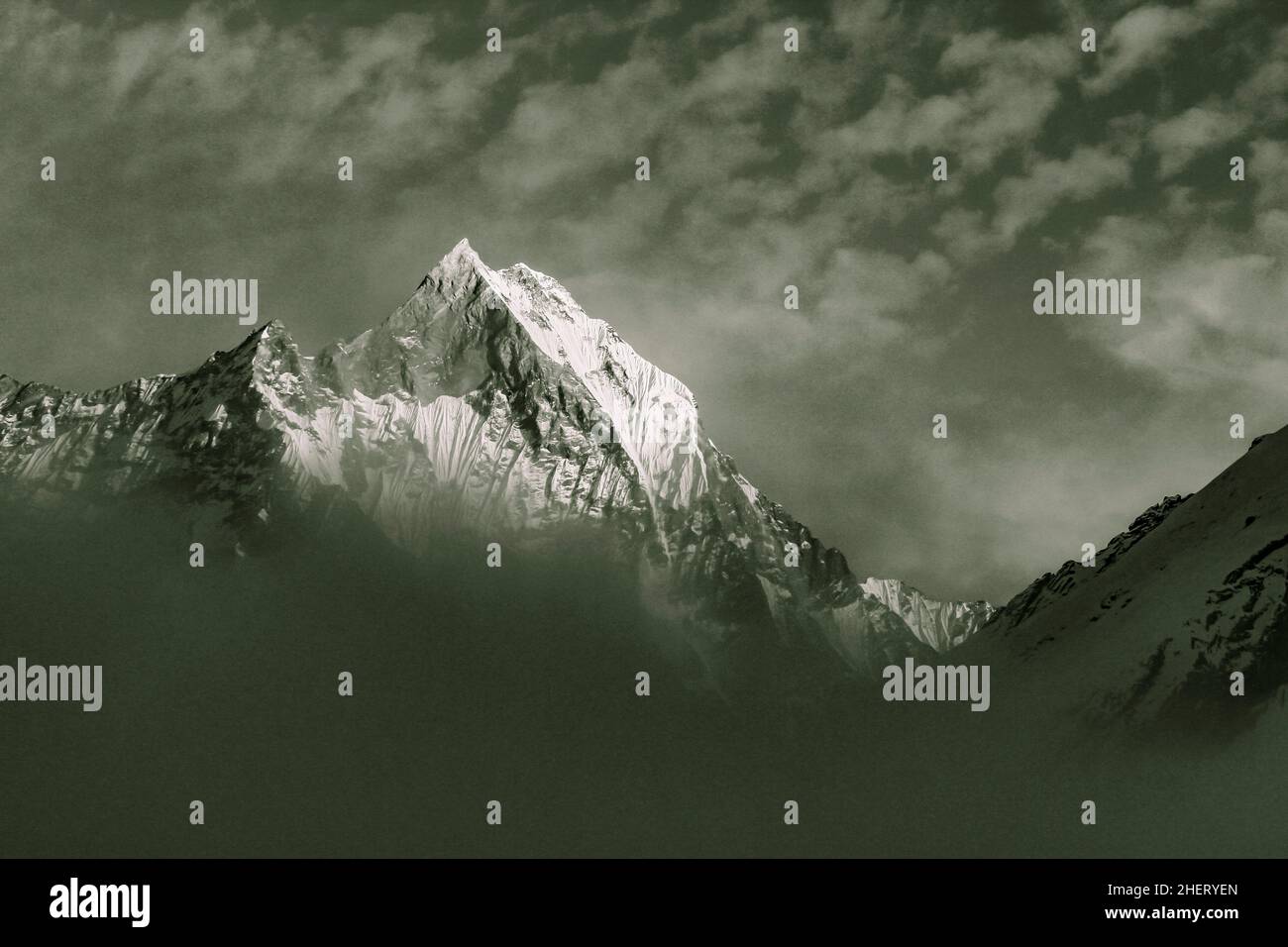 Sternenhimmel über Machhepuchare und Annapurna Base Camp - Nepal, Himalaya Stockfoto