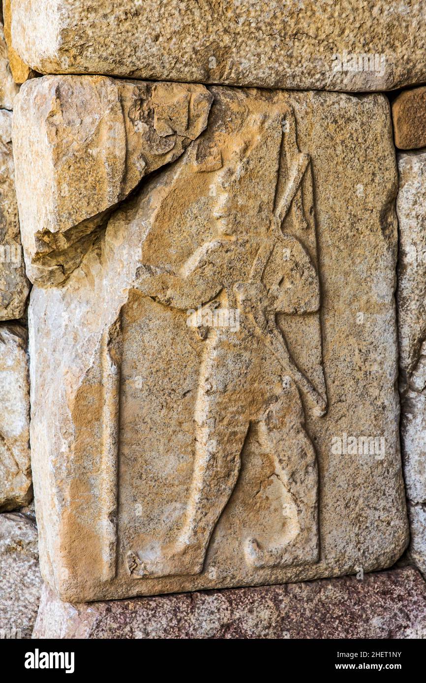 Nisantepe mit Hieroglyphen, Hattusha, alte Hauptstadt der Hethiter, Türkei, Hattusha, Türkei Stockfoto