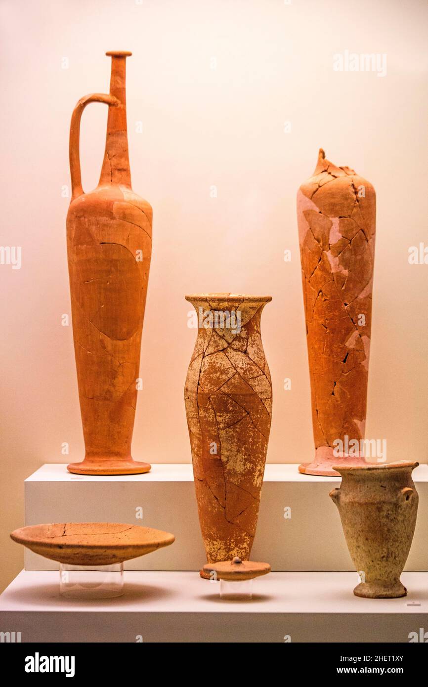 Tongefäß, Museum in Bogazkale, Funde aus der Hittiterzeit, Türkei, Bogazkale, Türkei Stockfoto