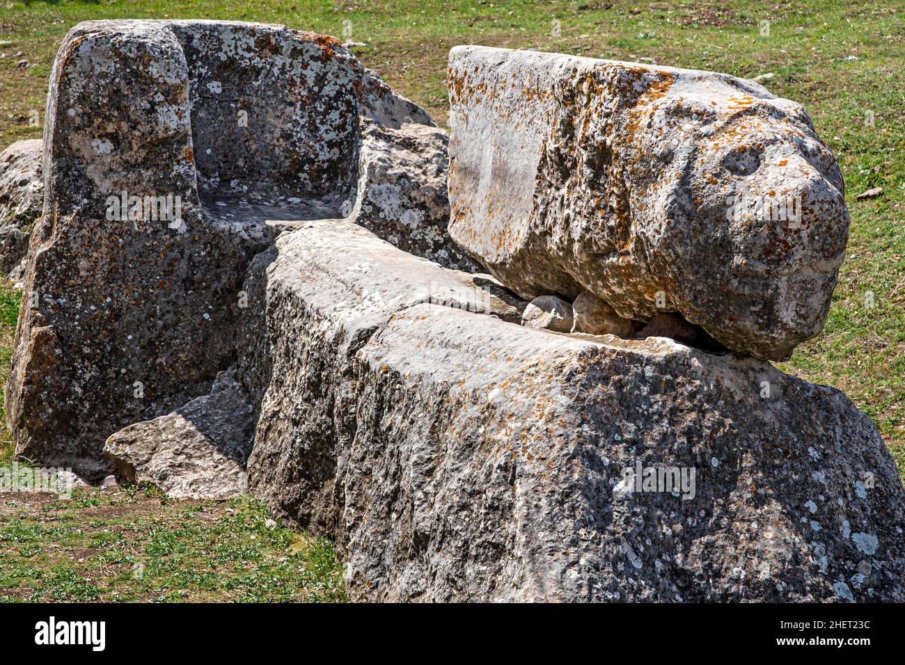 Löwenbrunnen, Hattusha, alte Hauptstadt der Hethiter, Türkei, Hattusha, Türkei Stockfoto