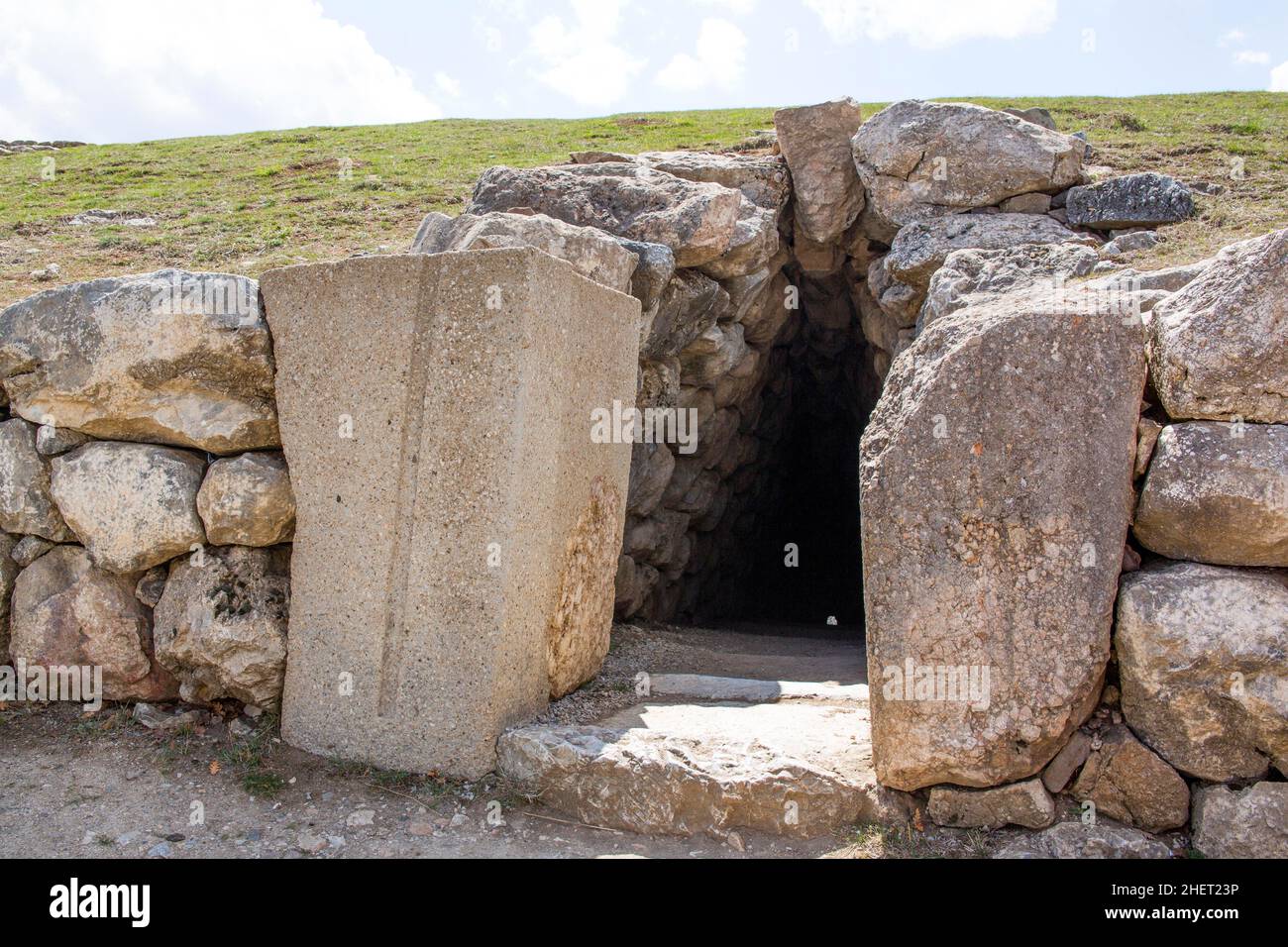 Tunnel durch die Stadtmauer, Hattusha, alte Hauptstadt der Hethiter, Türkei, Hattusha, Türkei Stockfoto
