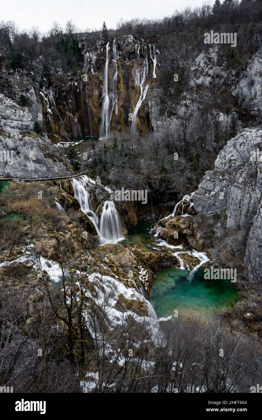 Wasserfälle im Nationalpark Plitvicer Seen, Kroatien Stockfoto