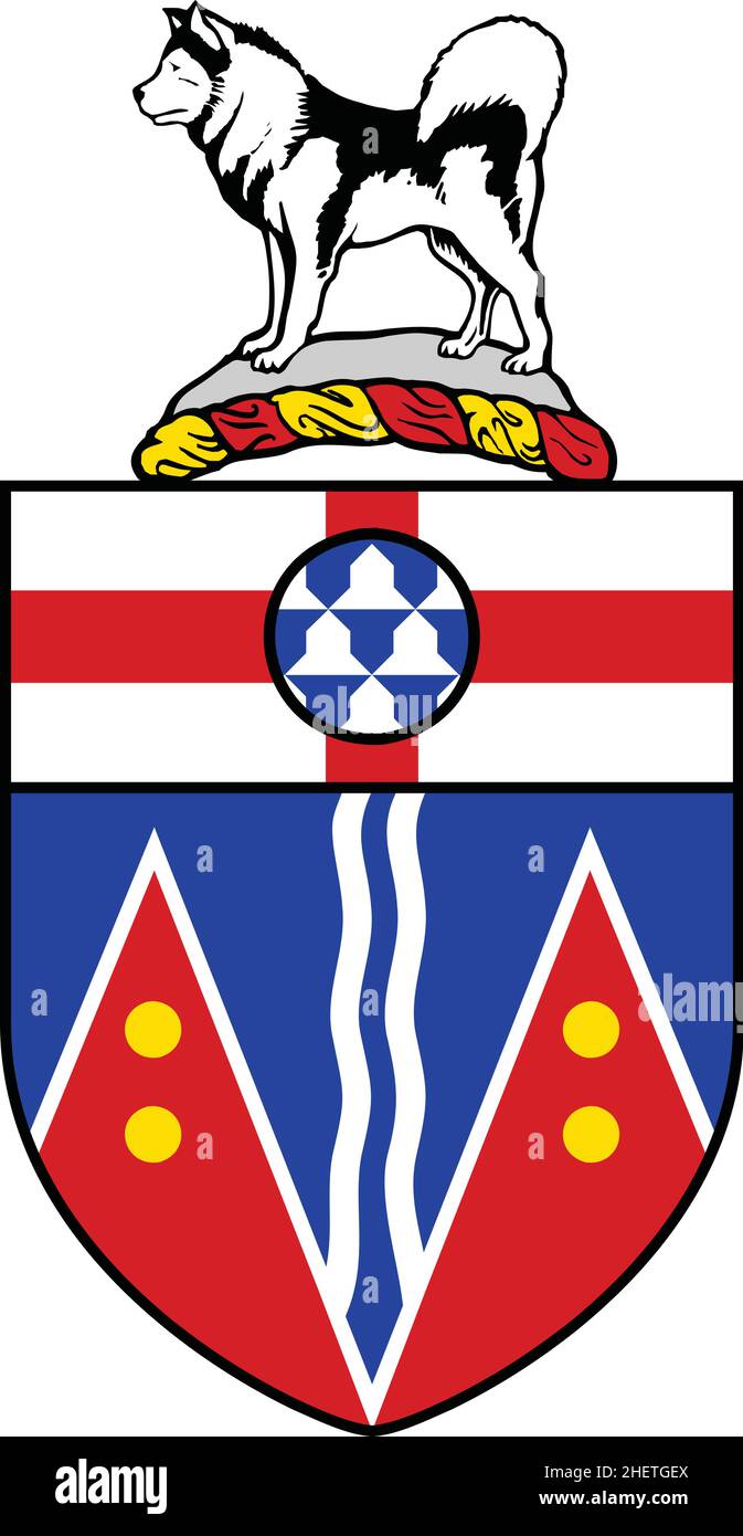 Offizielles aktuelles Vektorwappen des kanadischen Territoriums YUKON, KANADA Stock Vektor