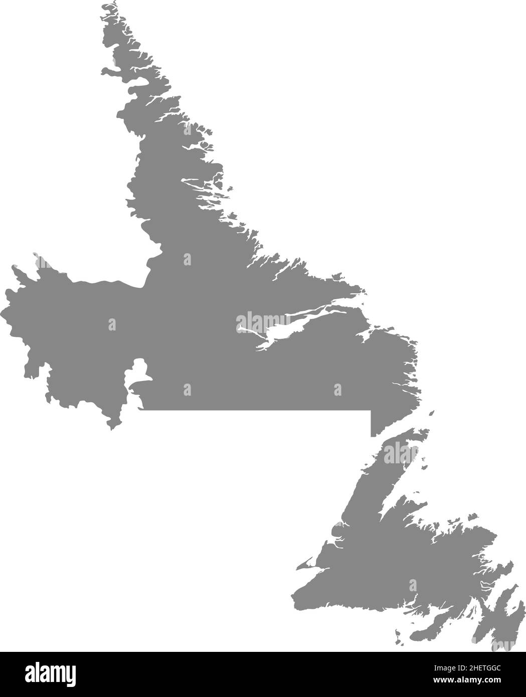 Grau flache leere Vektor-Verwaltungskarte des kanadischen Territoriums von NEUFUNDLAND UND LABRADOR, KANADA Stock Vektor