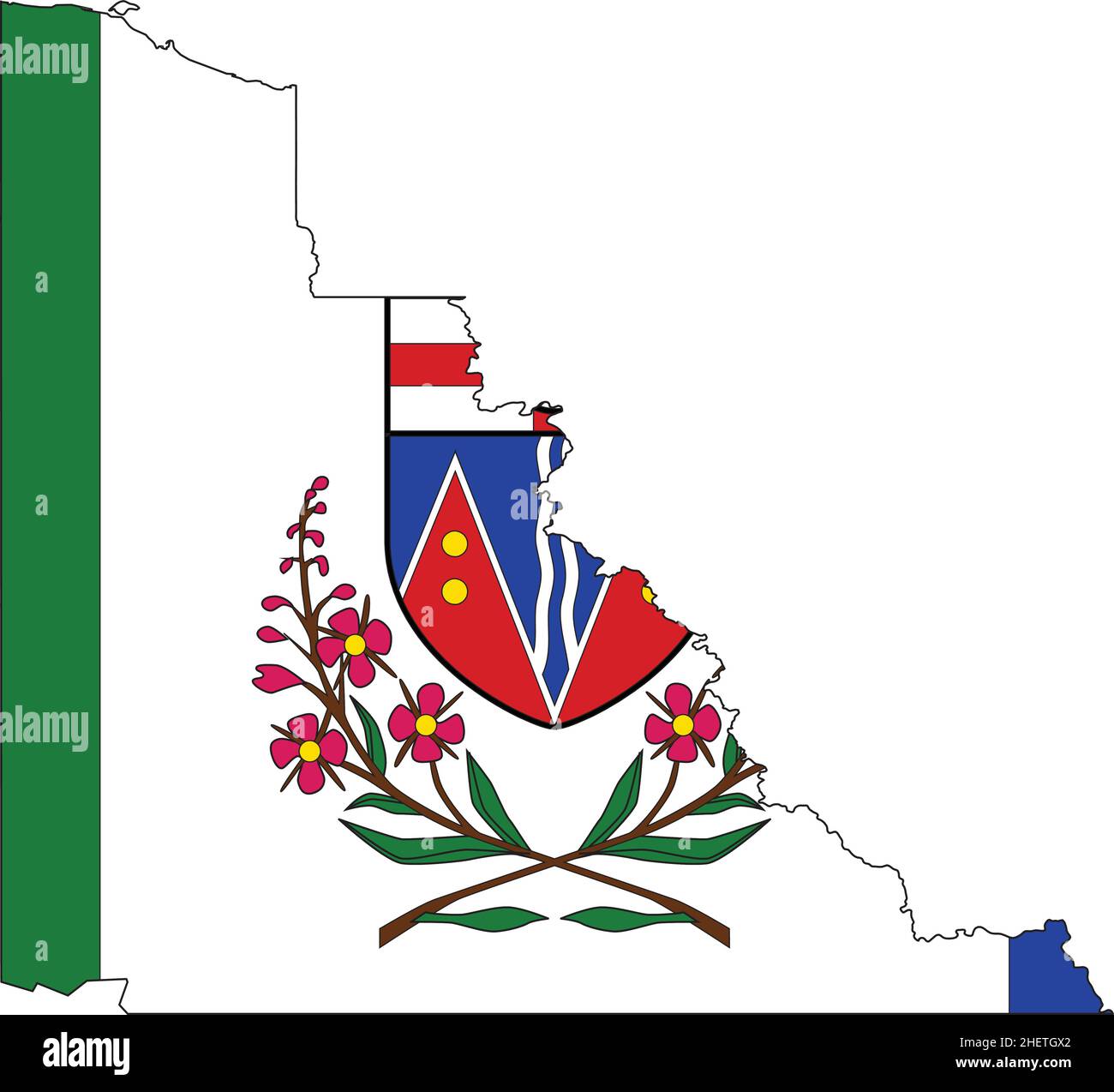 Flache Vektor-Verwaltungsflaggenkarte des kanadischen Territoriums von YUKON, KANADA Stock Vektor