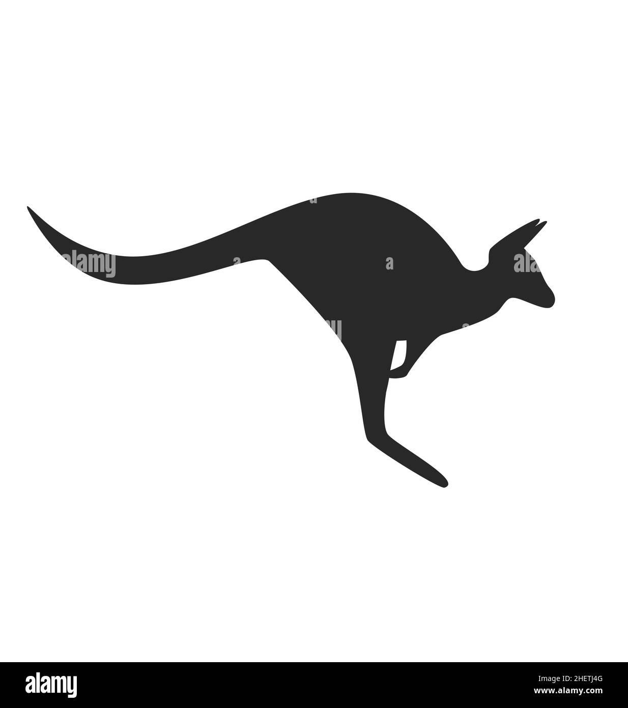 Vereinfachte stilisierte stilisierte Känguru Silhouette Seitenansicht Umriss Vektor isoliert auf weißem Hintergrund Stock Vektor