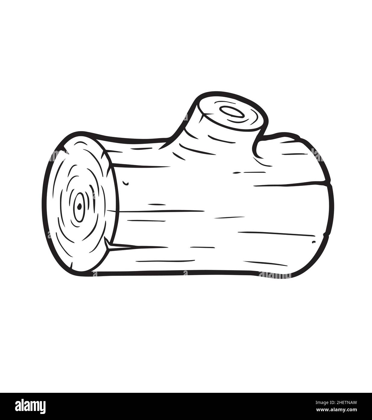 Einfache Cartoon log Holz Linie Kunst Stump Cartoon Umriss Vektor auf