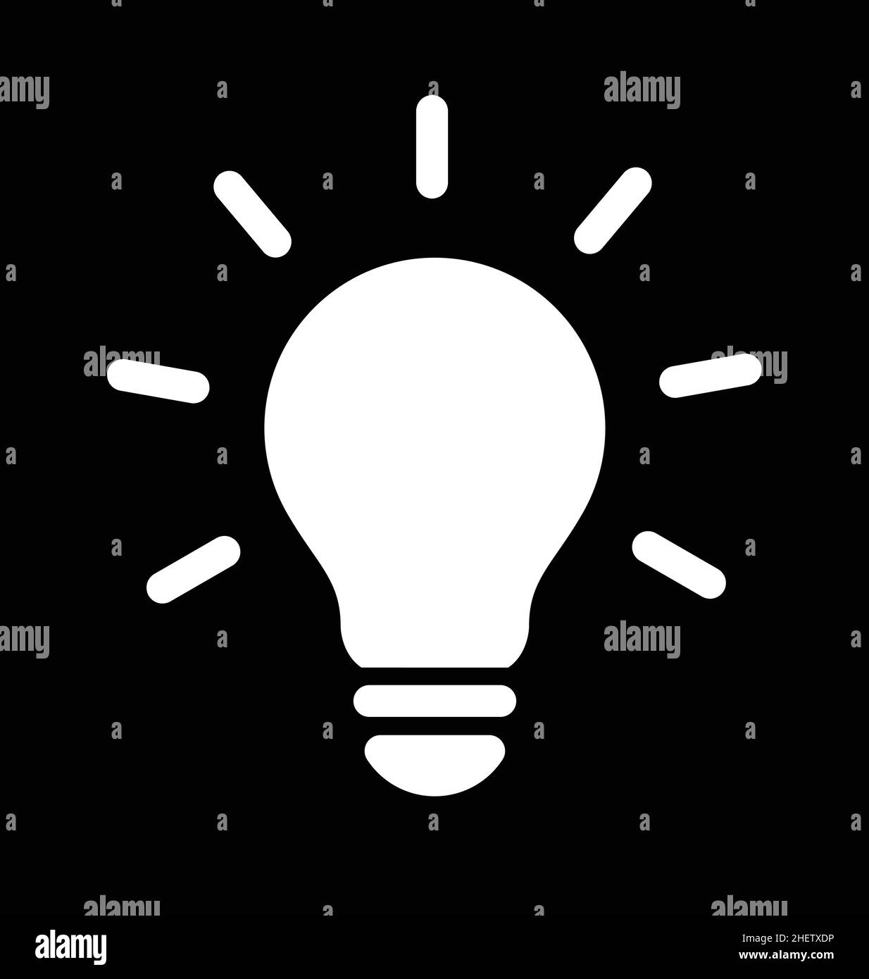 Einfache Glühbirne Kugel Silhouette Symbol Symbol Logo weiß isoliert auf schwarzem Hintergrund Vektor Stock Vektor